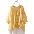 thumbnail image 6 of Bixock Maternity's Tops 3/4 Sleeve Crew Neck Plus Size Loose Casual Maternity Shirt Pregnancy Blouse Summer Maternity Clothes, 6 of 7