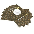 thumbnail image 2 of YFYANG Washable Heat-Resistant Placemats, 70% PVC/30% Polyester, Brown Vintage Floral Pattern Kitchen Table Mat, 12" x 18" 6 Piece, 2 of 6