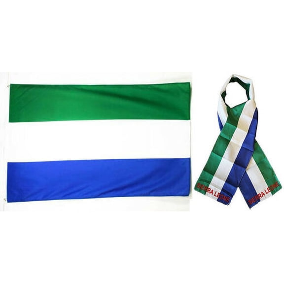 Wholesale Combo Set Sierra Leone Country 3x5 3’x5’ Flag and 8"x60" Scarf