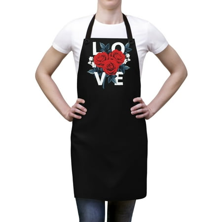 

Red Roses Love Apron kitchen apron custom apron gift for her mom gift kitchen gifts
