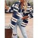 thumbnail image 5 of Chaqueta de Franela A Cuadros para Mujer, Ideal para Otoño Camisa de Larga con Botones y Bolsillos Laterales Azul Marino M, 5 of 7