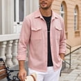thumbnail image 2 of Stamzod Mens Button Down Shirt Jacket Casual Long Sleeve Shacket Lightweight Textured Untucked Shirts Pink B XL, 2 of 9