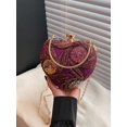 thumbnail image 2 of Women’s Burgundy Heart Shaped Clutch Purse, Sequin Beaded Evening Handbag with Chain Strap, 2 of 12