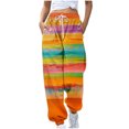 thumbnail image 2 of WXLWZYWL Women's Athletic Pants Straight Legs High Waisted Drawstring Rainbow Gradient Sweatpants Loose Lounge Workout Jogger Trouser, 2 of 5