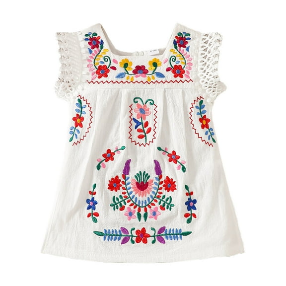 0-3 Months Baby Girl's Summer Dresses Short Sleeve Casual Vintage Print Shirt Dress Little Kids Clothes Children Age 0-3 Years