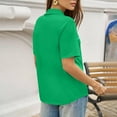 thumbnail image 3 of Garbnen Green Women Polo Shirts Fitted Dressy Collared Short Tops for Women V Neck Spring Summer Business Woman Blouse, 3 of 5