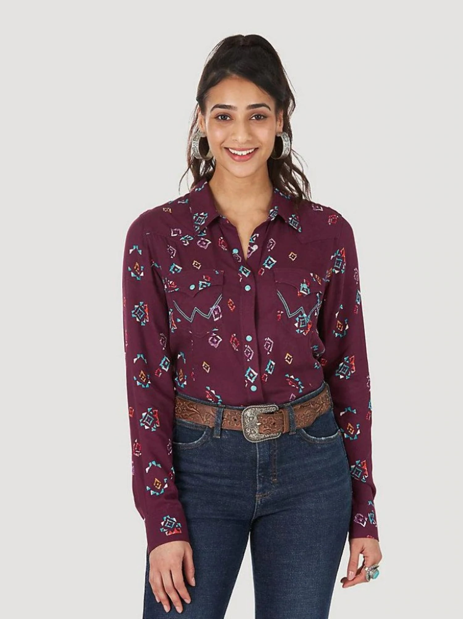 LONG SLEEVE SOUTHWESTERN PRINT WESTERN 