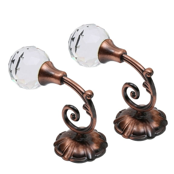 2Pcs Metal Curtain Holdbacks with Crystal Ball Wall Mounted Curtain Hooks