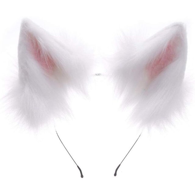 HAOAN Diadema hecha a mano con orejas de zorro y lobo de piel sintética, accesorios para disfraces de fiesta de Halloween y Navidad