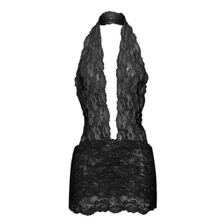 

Hxroolrp Lingerie for Women New Women Lace Teddy Lingerie Deep V Halter One Piece Bodysuit Nightdress