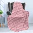thumbnail image 4 of Pink Soft Flannel Fleece Throw Blanket, Geometric Ornament with Wavy Rhombus and Thin Lines in a Retro Style, Cozy Plush for Indoor and Outdoor Use, 70" x 90", Pink Pale Pink, by Ambesonne, 4 of 5