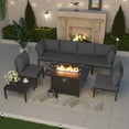 thumbnail image 7 of Kullavik Aluminum Patio Furniture Set,8 Pieces Modern Outdoor Conversation Set w/43in Gas Fire Pit Table, Outdoor Metal Sectional Sofa with 55000 BTU Propane Fire Pit,Grey, 7 of 7