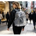 thumbnail image 5 of Clear Backpack for Stadium Approved Events, Multi Pocket Transparent Vinyl Bag with Mesh Bottle Holders, for Concerts Football Festivals Beach, Topliu, 5 of 6