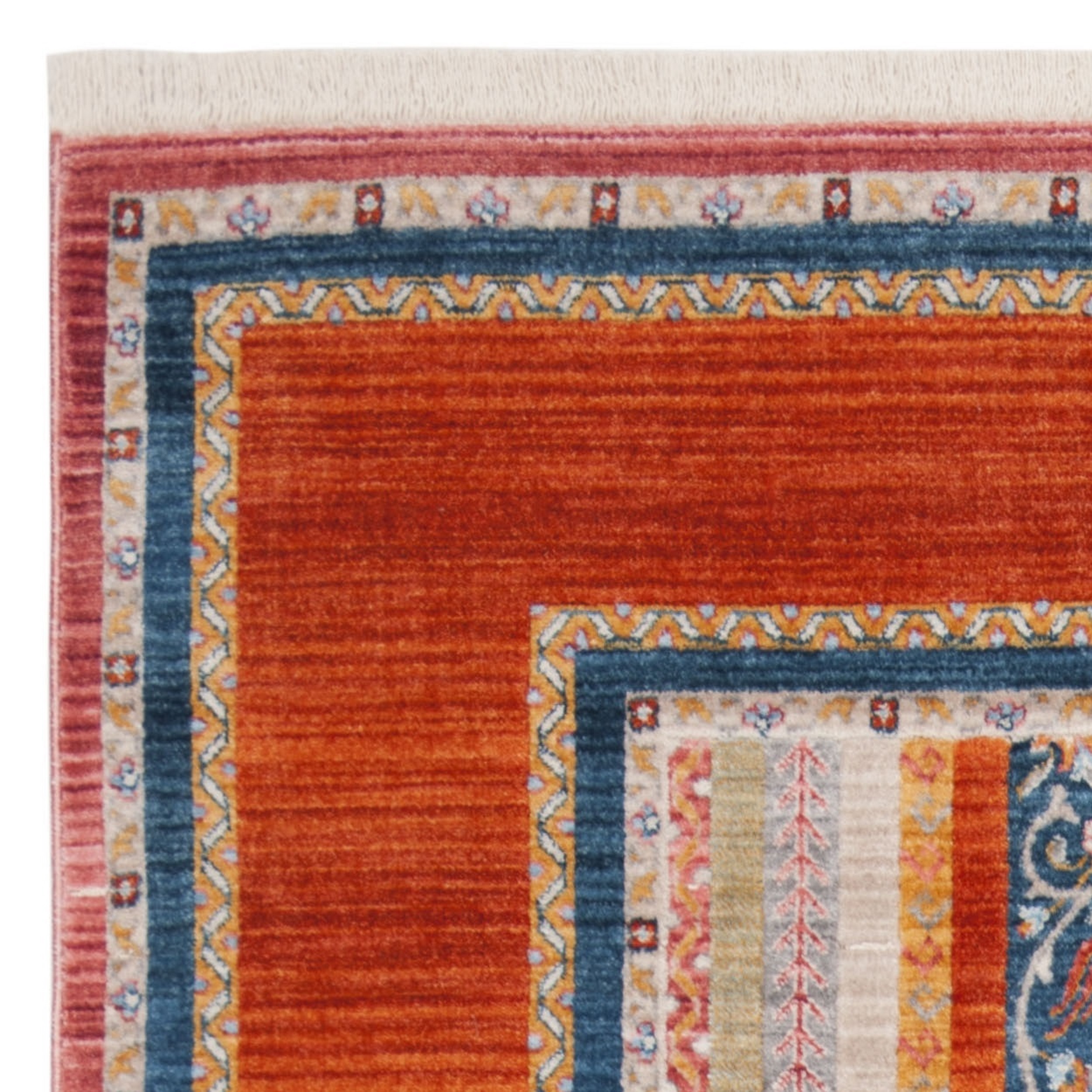 SAFAVIEH Bokhara Fletcher Colorful Striped Polyester Area Rug, Orange/Blue, 5' x 7'6"