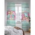 thumbnail image 3 of Sheer Curtains 96 Inches Long 2 Panels Set for Living Room, Pink Starfish Ocean Semi Sheer Curtains for Windows, Coastal Conch Green Wood Plank Farm Voile Window Treatments Rod Pocket Curtain, 3 of 7