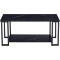 thumbnail image 2 of Pouseayar 2-Tier Coffee Table with Storage Shelf for Small Apartment Living Room, Rectangle Wood and Stable Metal TV Stand Side End Table, Black, 2 of 7