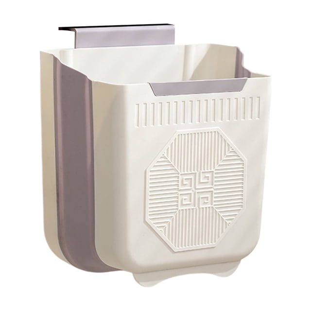 Wall Mounted Foldable Trash Can, Hanging Plastic Telescopic Storage Bin for Kitchen Bathroom, Space Saving Punch Free Install
