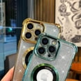 thumbnail image 5 of Compatible with iPhone 14 Pro Max Case MagSafe Glitter Cute Bling Plating Luxury Cutout Visible Logo Camera Protection Phone Cases Compatible with Magnetic for Women Girls 6.7" - Green, 5 of 13