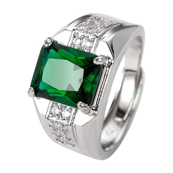 WREESH Bague pour Hommes Européenne et Américaine Diamant Vert Spinelle Bague Tendance pour Hommes