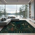 thumbnail image 2 of ODIKA 8'x10' Ultra-Soft Area Rug, Dark Green Botanical Night Scene Celestial Motifs with Floral and Insect Details Washable, Bare feet friendly, Silk-Touch for Bedroom, Under Sectional, 2 of 7