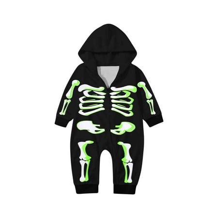 

EFGYYF Matching Pajamas for Couples Parent Child Christmas Matching Family Prints Siamese Pajamas Sets Hooded Romper Zipper Jumpsuit Loungewear(Infant) Family Halloween Pajamas Infant-Black 6M