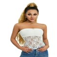 thumbnail image 1 of Women Ruched Tube Tops Strapless Lace Patchwork 3D Rosette Front Bandeau Tops, 1 of 6