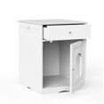 thumbnail image 5 of Nightstand Cat House 2-in-1, Wooden Pet House with Drawer & Spacious Desktop, Indoor Pet Crate with Side Hook, Cat Home Nightstand for Bedroom & Living Room, White, 5 of 7