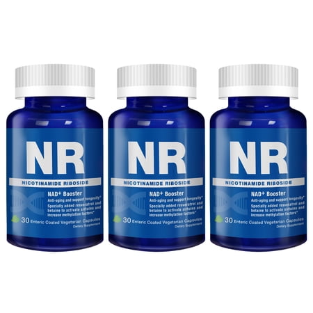 Lovita NR (Nicotinamide Riboside) 350 mg, Similar to NMN, NAD Supplement with Resveratrol and Betaine, 30 Vegetarian Capsules (Pack of 3)