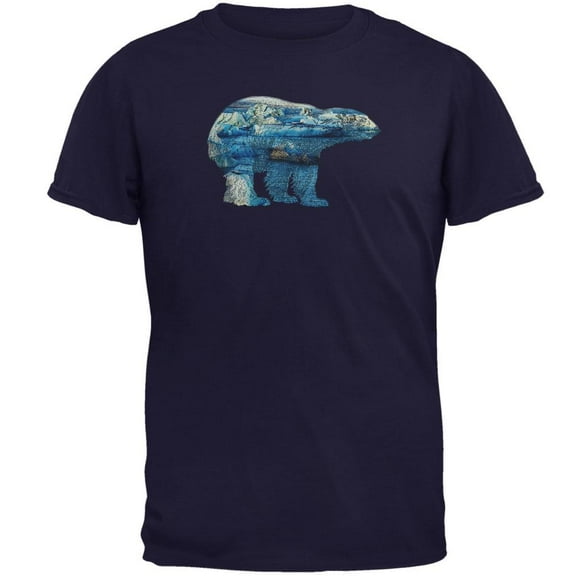 Polar Bear Iceberg Snow Caps Mens T Shirt Navy 3X-LG