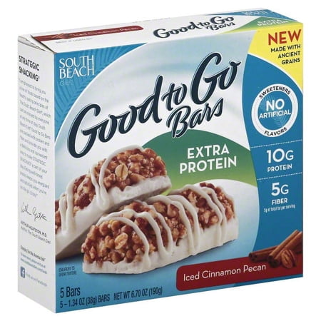 South Beach Diet Bar, 9 Grams of Protein, Iced Cinnamon Pecan, 1.23 Oz, 5 Ct