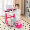 thumbnail image 2 of Gymax 37-Key Kids Piano Keyboard Toy Musical Electronic Instrument w/ Stool Pink, 2 of 10
