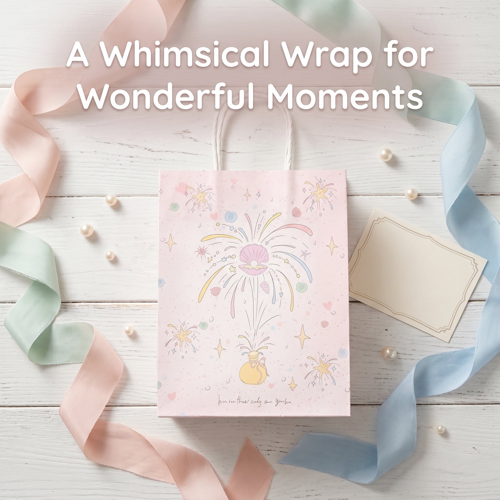 Unique Bargains 6Pcs Thick Paper Gift Bags with Handles Firework 8.3" x 4.3" x 10.6"
