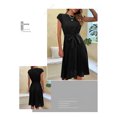 thumbnail image 2 of EASYBRA Pleated Midi Dress Solid Color Short Sleeve Casual Summer Dress Slim Fit Round Neck S–XXL, 2 of 6