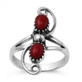 thumbnail image 1 of Simulated Garnet Swirl Ring .925 Sterling Silver Thumb Band Red Cubic Zirconia Jewelry Female Size 7, 1 of 4
