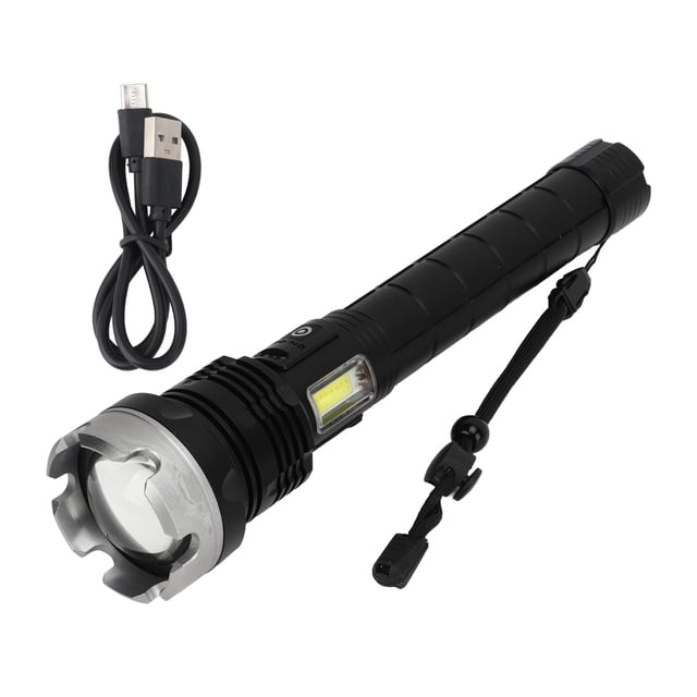 Linterna para exteriores, superbrillante, recargable por USB, con zoom, retráctil, carcasa de aleación de aluminio, resistente al agua, para camping y viajes.