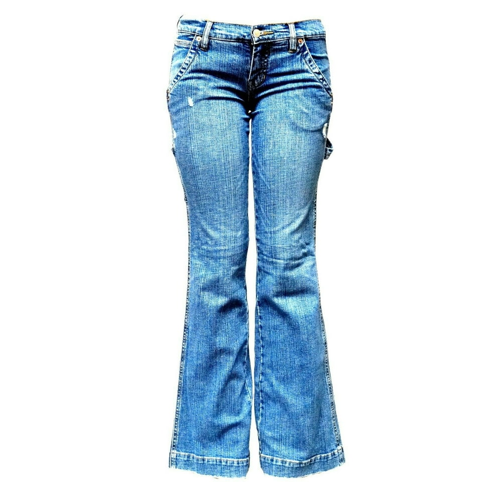 WAX Jeans Women's classic 70s Slim Bootcut Stretch Blue/Black Denim