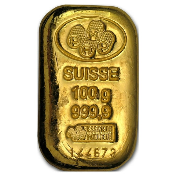 100 gram Gold Bar - (Cast w/Assay)