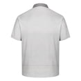 thumbnail image 4 of Avirosel Men's Summer Breathable Short Sleeve Shirt Striped Color Block Casual Polo with 3 Buttons for Outdoor Sports and Daily Wear Gray, 4 of 5