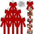 thumbnail image 7 of Christmas Card Holder Verdsylv Red Velvet Bow Christmas Card Holder, Wall Hanging Picture Photo Display for Xmas Home, Door and Window Decor, Photo Display Hanger, A, 7 of 7