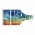 thumbnail image 1 of Surf Cutting Board, Summer Theme Retro Letters That Reflect the Seacoast Palm Tree Extreme Sports Art, Tempered Glass Cutting and Serving Board, Wine Bottle Shape, Navy Orange, by Ambesonne, 1 of 1