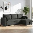 thumbnail image 2 of BSHTI L-Shaped Pull Out Sleeper Sofa Bed with Storage Chaise – 3-Seater Convertible Corduroy Sectional Couch for Small Living Room, Apartment, or Office, Black, 2 of 9