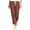 Coffee-03, variant on REALiKUN Women's Tapered Pants Cotton Linen Back Elastic Waist Drawstring Jogger Solid Color Casual Trousers with Pocket