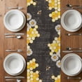 thumbnail image 6 of Yellow Gnomes Table Runner - 108 Inch Long, Kitchen Dining Table Runner Dresser Scarves, Bee Daisy Honey Vintage Farmhouse Decor for Coffee Tables Wedding Party Banquet, 6 of 8