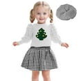 thumbnail image 3 of Adeawade Christmas Outfits For Girls Long Sleeve Top Pleated Skirt Hat Coordinated Toddler Kid Clothes Holiday Party Dress Winter Casual Simple Style Clothes Green 3-4 Years, 3 of 5