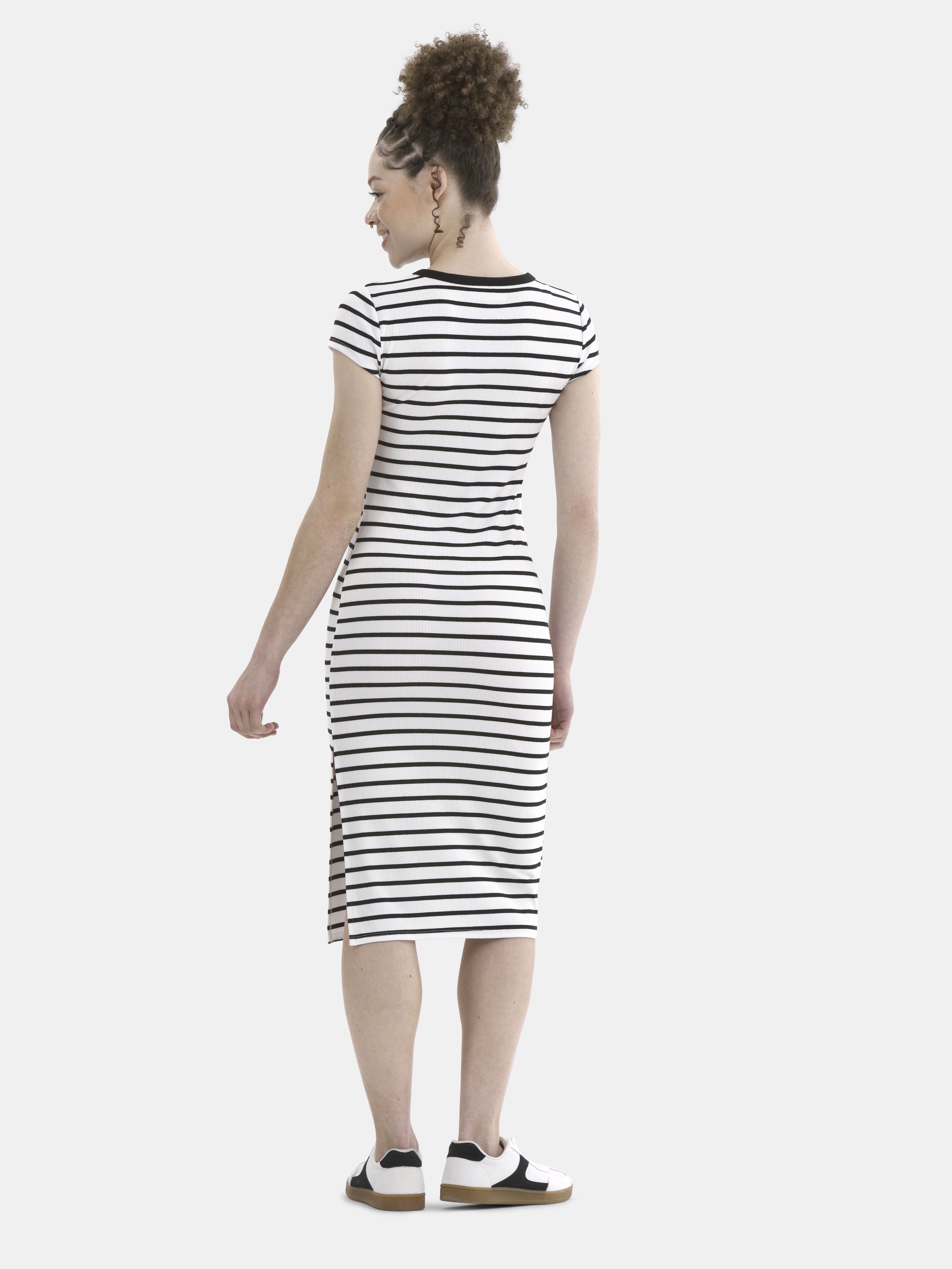 No Boundaries Ribbed Midi Dress with Cap Sleeves, Women's