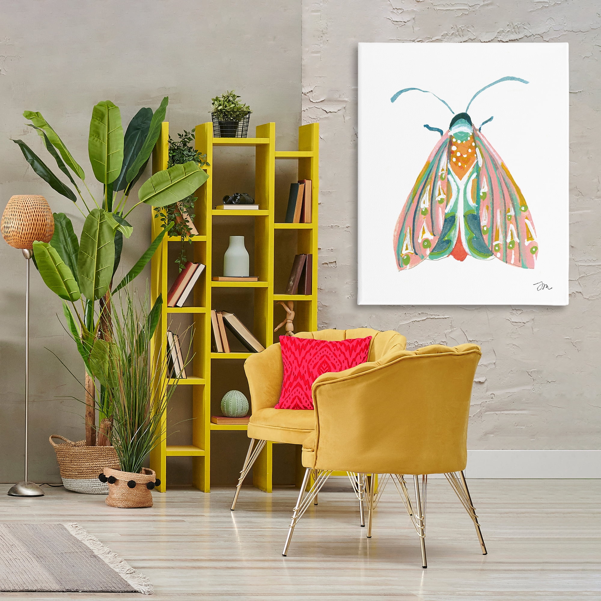 Stupell Industries Delicate Insect on White Insects Painting Wrapped Canvas Art Print Wall Art, 36 x 48