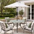 thumbnail image 2 of Round Outdoor Tablecloth with Umbrella Hole and Zipper, Green Spring Floral Tablecloth with Elastic Waterproof, Summer Botanical Vintage Farmhouse Patio Table Covers for 45" - 54" Picnic Pool Tables, 2 of 9