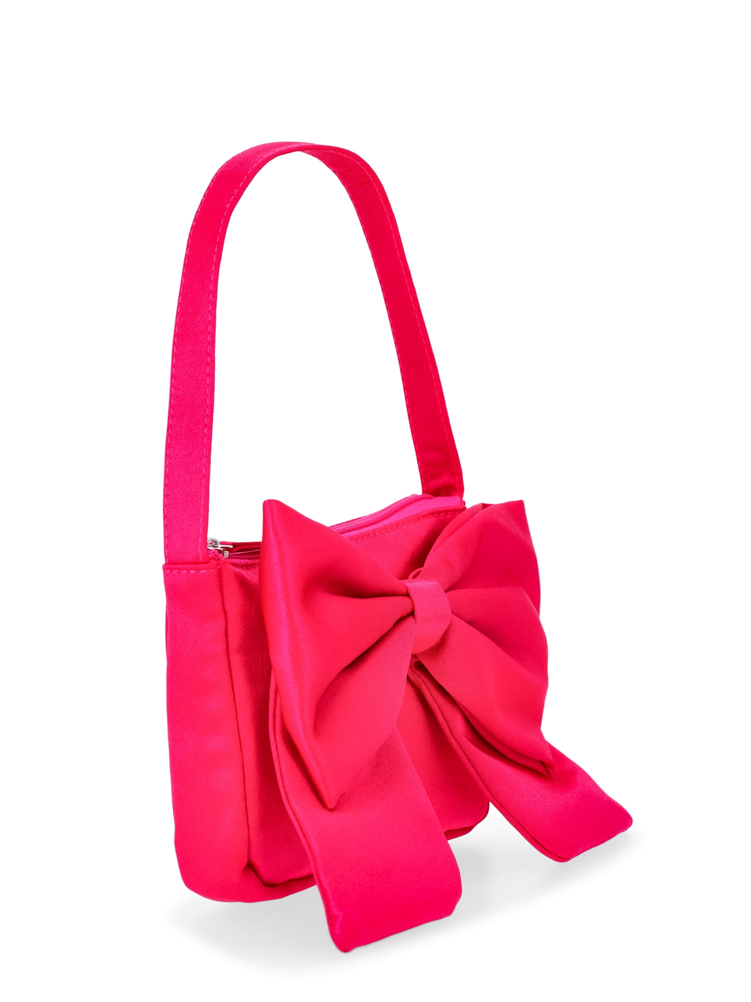 Wonder Nation Girls Big Satin Bow Handbag, Pink