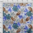 thumbnail image 3 of oneOone Silk Tabby Teal Blue Fabric Abstract Floral Sewing Craft Projects Fabric Prints By Yard 42 Inch Wide, 3 of 4