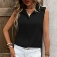 thumbnail image 5 of ALLLIST Womens Tops Summer Black V-Neck Solid Sleeveless Button Ribbed Tank Tops Tank Tops L, 5 of 7
